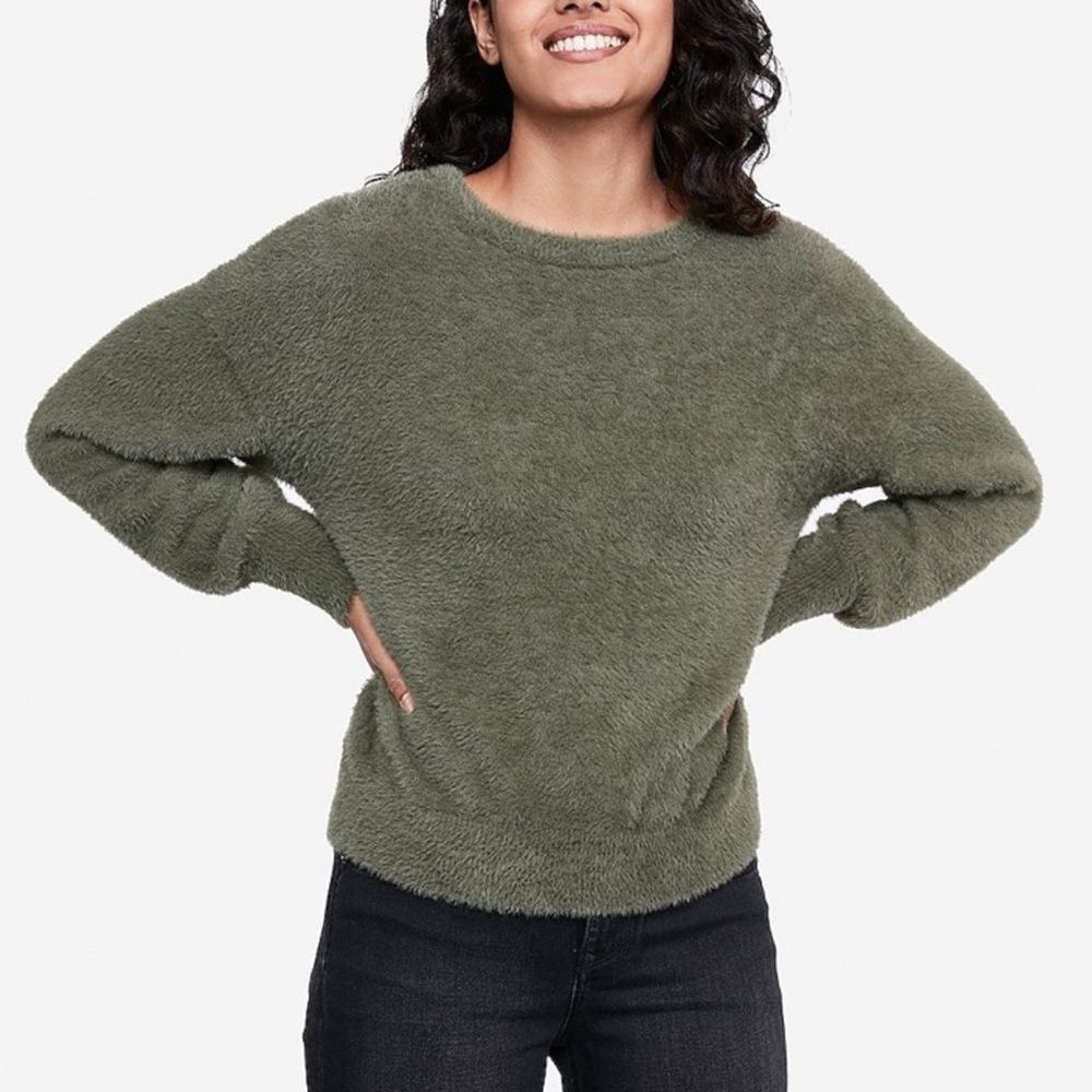 Express Fuzzy Balloon Sleeve Sweater
